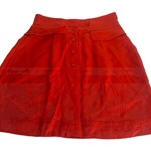 Anthropologie Nurode poppy  orange utility pockets pencil skirt Size S